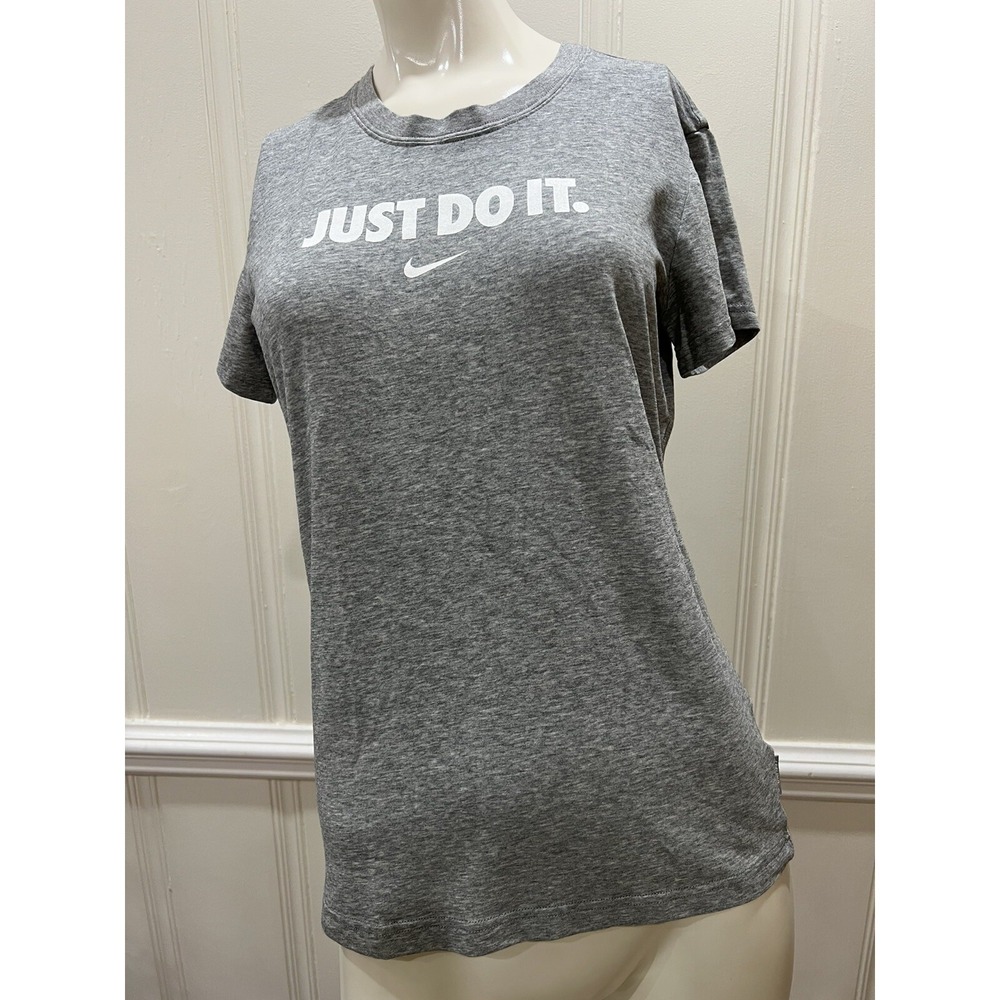 Nike Dri-Fit Just Do It Women's Medium 8-10 Gray‎ T-shirt EUC